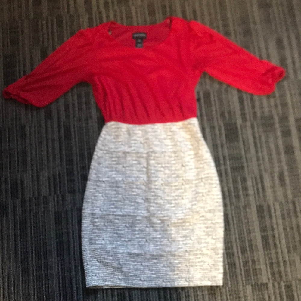 Size 4 Enfocus Studio Red and White Thigh Length Dress